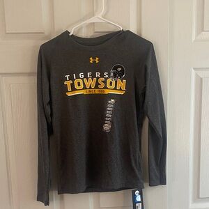 NWT Under Armour Towson University Gray Long Sleeve Shirt - Charcoal & Gold